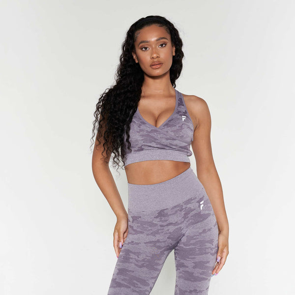 Purple Red Camouflage 2 Piece Set Sports Leggings and Sports Bra